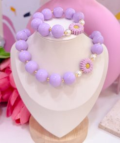 21167 - Set collar chicle lila con girasol