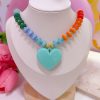 21170 - Collar Chicle aros con corazon turquesa