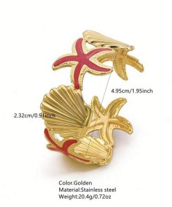 41090-1 Pulsera Acero dorada multi estrellas rojo