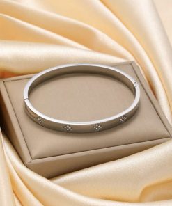 41161 - Pulsera acero plateada flor con cristal