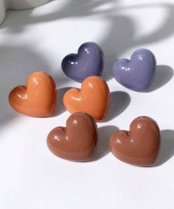 80484 -2 Set 3 Par zarcillos corazon marrones