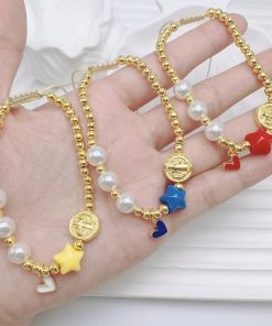 Alternative view of 21176 - Pulsera balin medalla corazon perlas