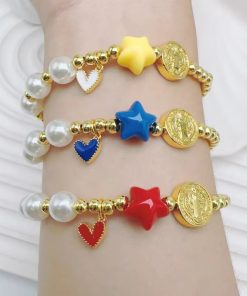 21176 - Pulsera balin medalla corazon perlas