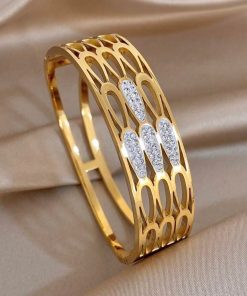 41198 - Pulsera acero dorado multi ovalos