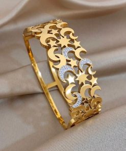 41199 - Pulsera acero dorado multi estrellas luna