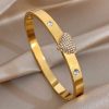 41201 - Pulsera acero dorado corazon con cristales