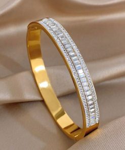 41203 - Pulsera acero dorado multi cristales