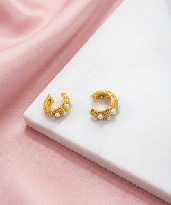 80501 - Earcuff dorado perlas
