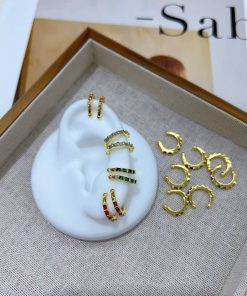 80505 - Earcuff dorado con cristales