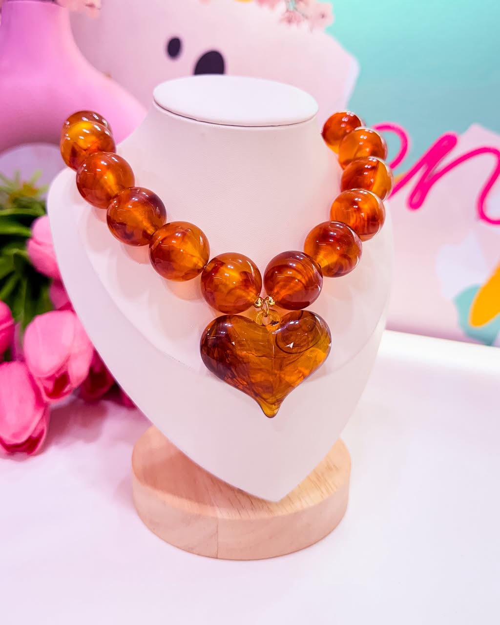 21179 - Collar armado corazon marron