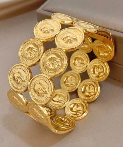 41204 - brazalete acero dorado multi monedas