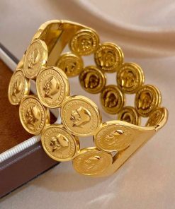 Alternative view of 41204 - brazalete acero dorado multi monedas