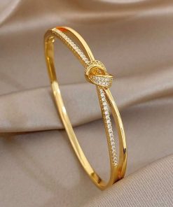 41208 - Pulsera acero dorado nudo con cristales