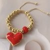 41230-1 Pulsera Balines corazon Rojo