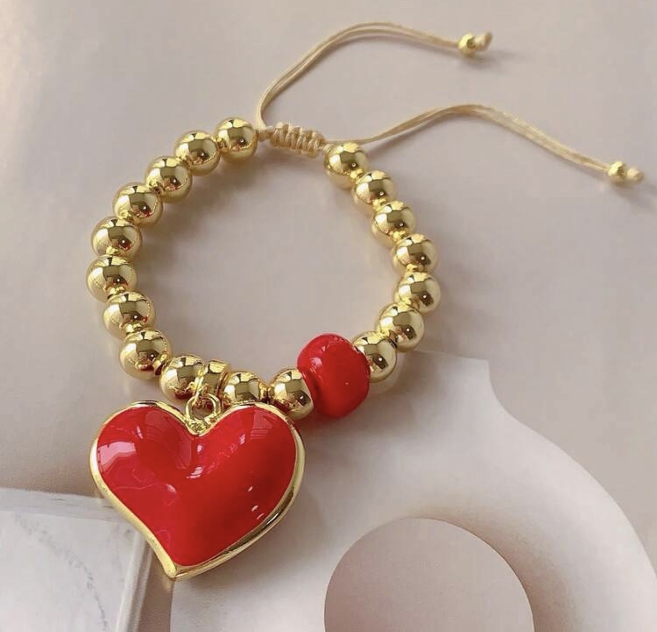 41230-1 Pulsera Balines corazon Rojo