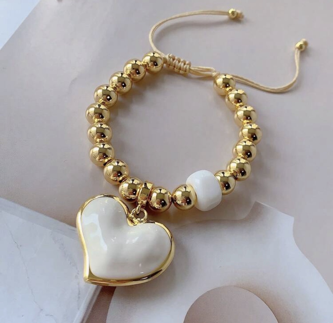 41230 – Pulsera Balines corazon Blanco