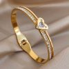 41238 - Pulsera acero dorado corazón con cristales