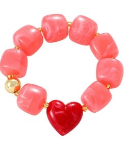 41233-2 Pulsera chicle con corazon coral