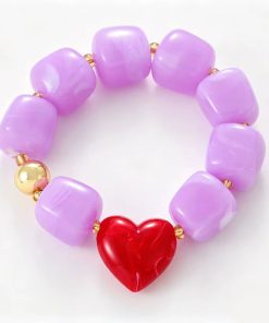 41233-1 Pulsera chicle con corazon lila