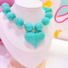 21181 - Collar armado corazon  turquesa