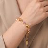 41240 - Pulsera acero dorado corazones con cristales rosa